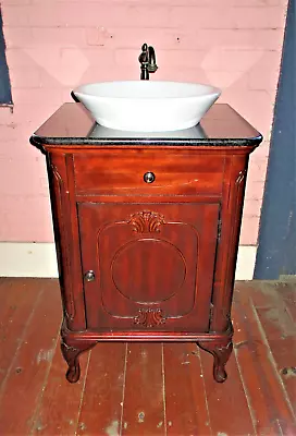 Mahogany Ornate Bathroom Vanity Cabinet With Grainte Top W/ Sink • $395