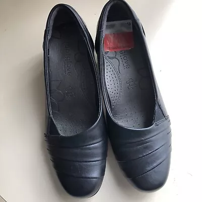 Smart M&S Footglove Black Leather Low Heel Shoes Uk 3.5 Flexible Comfortable • £24.99