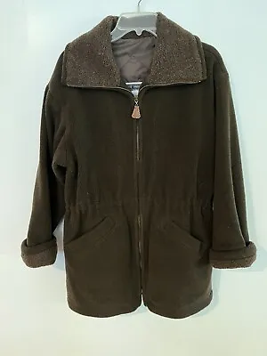 Talbots Fleece Fully Lined Brown 3/4 Length Jacket Full Zipper Size M • $39.99