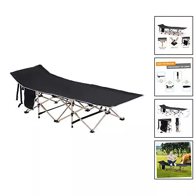Single Portable Outdoor Military Sleeping Bed Camping Cot Outsunny [BLACK] • £51.25