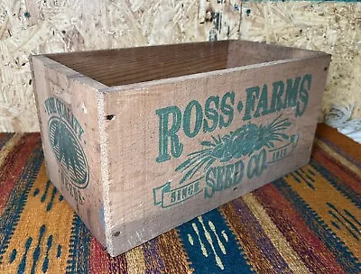 Vintage Ross Farms Seed Co. Wooden Crate Box Advertisement Advertising Farming • $49.99