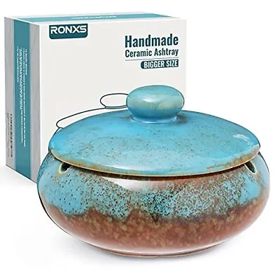 £12.99 • Buy RONXS Ashtray With Lid - Smell Proof Ash Tray For Outside/Indoor- Vintage Blue
