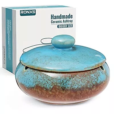 £12.99 • Buy RONXS Ashtray With Lid - Smell Proof Ash Tray For Outside/Indoor- Vintage Blue
