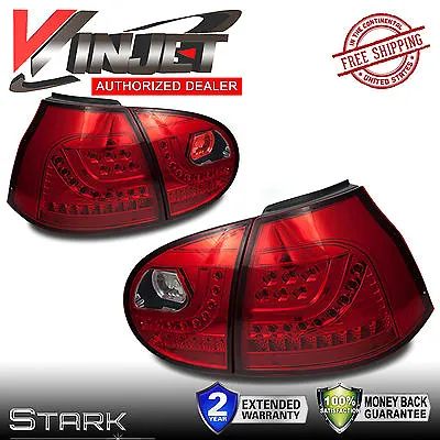 $1369.77 • Buy 06-09 MK5 GOLF GTI RABBIT LED Tail Lights Chrome Red VW Rear Lamp X2