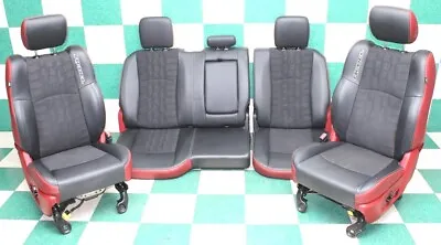14-18 Ram Crew Rebel Black Red Heat Leather Cloth Power Buckets Backseat Seats • $2279.99