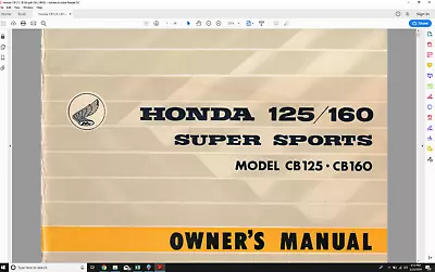 Honda CB125 CB160 Baby Superhawk Owners Manual 125 160 PDF Maintenance  • £11.26
