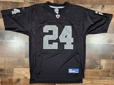 Reebok Oakland Raiders Charles Woodson Football Jersey Youth XL 14-16 Black #24 • $25.99