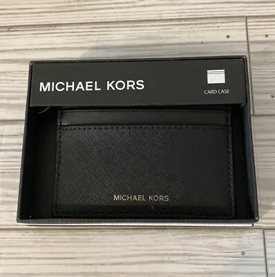 Michael Kors Mens Black Andy Jet Set Leather Slim Billfold Wallet Cardholder NEW • $37.99