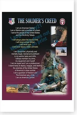 US Army Medical Department Regiment AMEDD Soldiers Creed Poster • $17.99