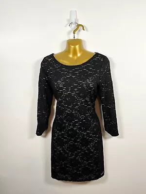 £9.99 • Buy Phase Eight Dress Womens 12 Black Mini Micro Short Lace Party Evening Bodycon