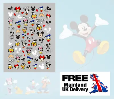 Nail Art Stickers Transfers Adhesive Mickey Mouse & Friends Cartoon Characters • £2.09