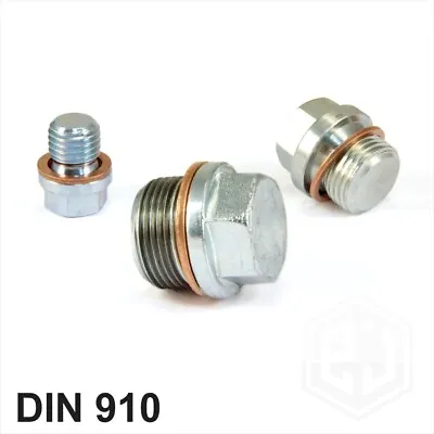 Hex Head Screw Plugs Bolt DIN 910 Oil Pan Drain Sump Plug Stopper Copper Washer • £3.28