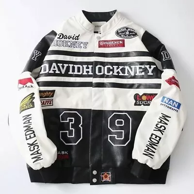 Black & White Motorcycle Riding Jacket-Motorbike Leather Racing Jacket • $159