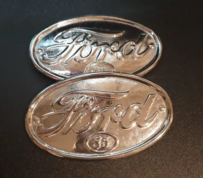 Pair 1938 1939 Ford Pickup Truck 85 Emblem Flathead V8 Hood Badges Chromed VTG • $195