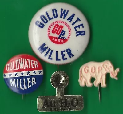 1964(Lot Of 4) Barry Goldwater (3/4 - 1.25)  / Presidential Campaign Buttons(L7) • $3.25