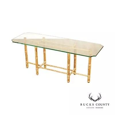 BakerJohn McGuire Bamboo And Glass Top Console Table • $2495