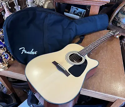 Fender Starcaster Natural Electric Acoustic Cutaway Guitar With Gig Bag • $250