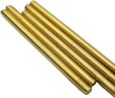 M3 M4 M5 M6 M8 M10 Brass Threaded Bar- Rod Studding 50mm To 300mm Stud Allthread • £3.99