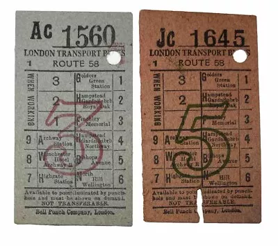 London Transport Used Tickets Ticket Buses Bus Trolleybus ROUTE 58 X2 A55 • £0.99