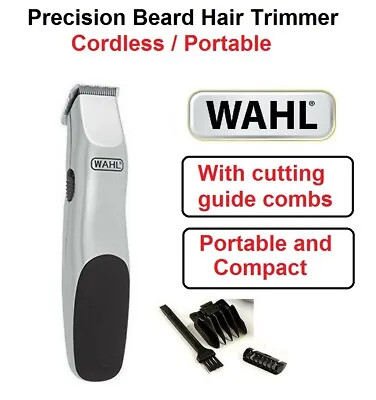 WAHL Cordless Beard Mustache Hair Trimmer Clipper With Guides Battery Powered • $34.90