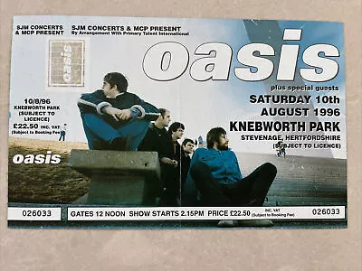 Unused Oasis Knebworth Ticket - Saturday 10th August 1996 • £150