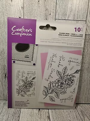 Crafters Companion Classic Rose Flowers Floral  10 Pc Clear Acrylic Stamps New • $8