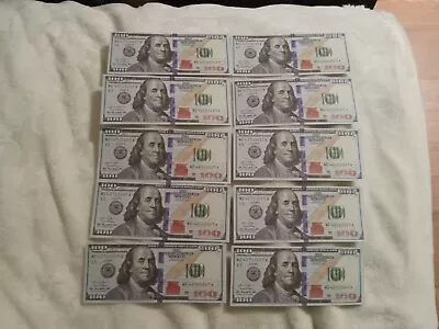 10 PCS •  Motion Picture Money • $100 Bills REPLICA COPY MONEY • $10