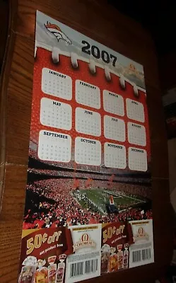 $4 • Buy Denver Broncos 2007 POSTER CALENDAR 11 X17  Ex+ / Nrmt  Oroweat ADS ATTACHED 