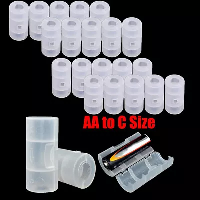 20PCS Batteries Adapter Switcher Adaptor Case  Battery Converter AA To C Size • $12.98