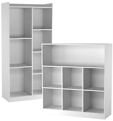 Tall Wide Wooden 7 Cube Bookcase Shelving Display Storage Unit Cabinet Shelves • £52.99