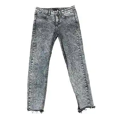 Divided By H&M Skinny Black Acid Frayed Hem Jeans US Women's 6 • $15