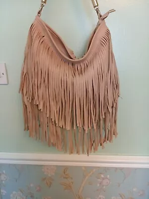 £8.90 • Buy Nwot Faye London Fringe Handbag, Beige With Shoulder Strap 