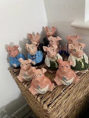 Full Set Of 5 X Natwest Pigs Family Piggy Banks. All Original Stoppers. • £80