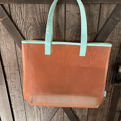 Clinique Sunny Days Orange/Green Mesh Travel Tote Beach Large NWOT • $8.79