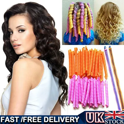 £9.99 • Buy 18/40PCS Magic Long Hair Curlers Curl Leverage Rollers Spiral Styling Tool +Hook