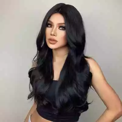 Cosplay Wigs Synthetic Hair Heat Resistant Body Wavy Full Head Black Women Long • $14.39