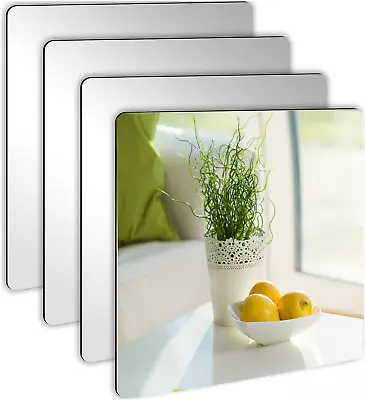 4Pcs Acrylic Mirror Sheet Self Adhesive Wall Mounted Home Décor Non Glass Sticky • $14.99