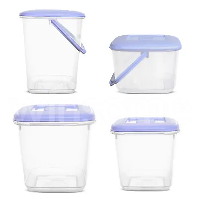 Clear Plastic Food Storage Cereal Containers Freezer Box Lid Kitchen Dispenser • £10.36