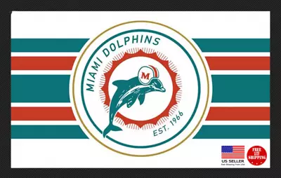 Miami Dolphins Football Team Memorable Retro Flag 3x5ft Fan Man Cave Banner USA • $19.97