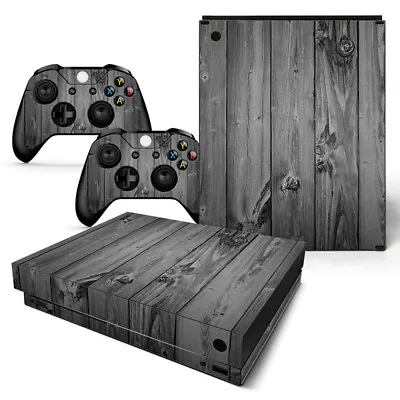 Xbox One X Skin Design Foils Sticker Screen Protector Set - Gray Wood Motif • $34.28