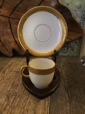 Limoges Vintage Cup & Saucer 24 Carat Gilt Trim Demitasse Cappuccino MF&C Chicag • $34.72