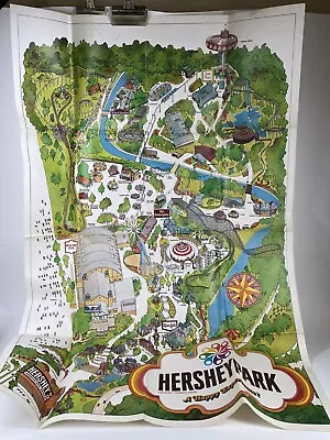 VINTAGE HERSHEYPARK MAP  1976 COLORFUL POSTER Pennsylvania Amusement Park • $60