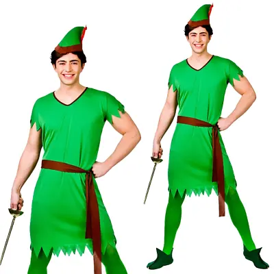 Adults Robin Hood Costume Storybook Lost Boy Green Elf Mens Fancy Dress New • $59