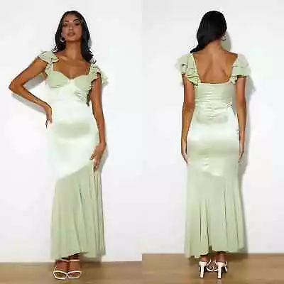 NWT Hello Molly DREAMY 'FIT MAXI DRESS MINT Green Chiffon Satin Size Small 4 • $63