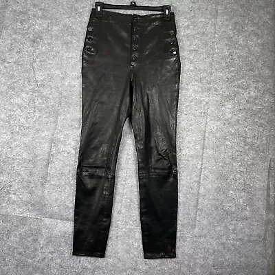 J Brand Womens Black Lamb Leather Dyed Stretch Casual Skinny Leg Pants Size 25 • $59.99