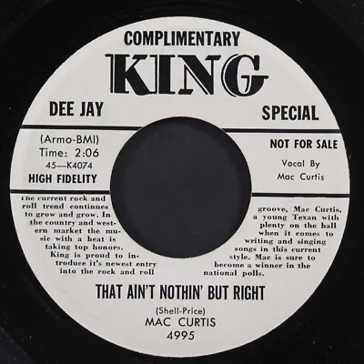 MAC CURTIS: That Ain't Nothin' But Right / Don't You Love Me KING 7  Single • $100