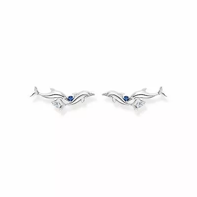 Genuine THOMAS SABO Ear Climber Dolphins With Blue Stones • $62.30