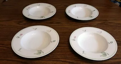 4 Villeroy & Boch Florea Rimmed Soup Salad Pasta Bowls 9 1/2  EUC • $30