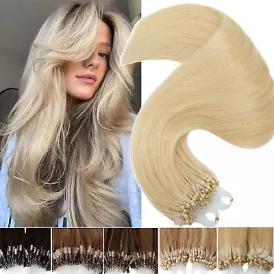 1G/S Remy Human Hair Extensions Micro Ring Beads Loop Link Tip Hair Blonde Thick • $31.17