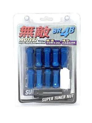 Muteki SR48 Blue Extended Open Ended Acorn Cone Seat Lug Nut12X1.25mm 19 Pcs Set • $35